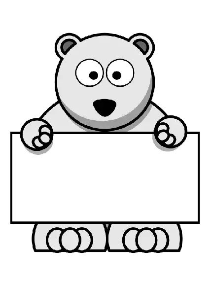 png عکس خرس سفید کارتونی با فضای کافی مخصوص نوشتن متن