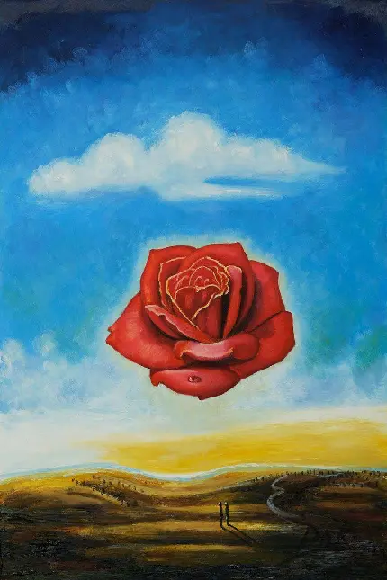 عکس نقاشی سورئال گل رز مراقبه یک اثر هنری دلنشین