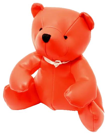 عکس بدون زمینه عروسک چرمی خرس به رنگ قرمز با کیفیت اچ دی