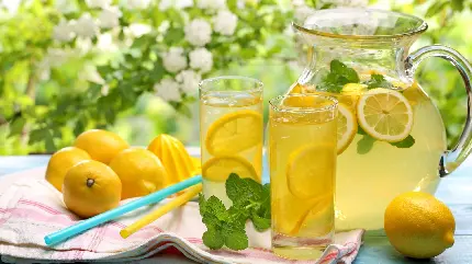 تصویر استوک نوشیدنی های خوشمزه لیمویی و نعنایی با فرمت jpg