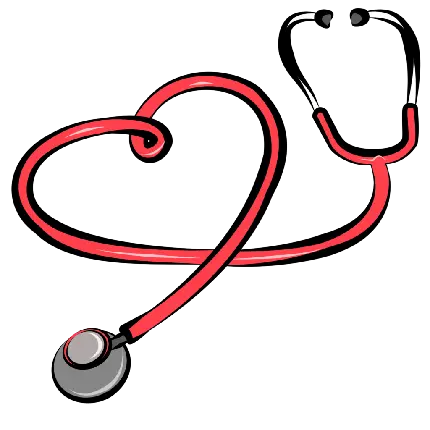 عکس کارتونی دور بریده شده گوشی پزشکی قرمز با شکل قلب
