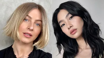 عکس دو نوع مدل مو زنانه و دخترانه برای موهای مشکی و طلایی 