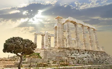 عکس زمینه یونانی معبد پوزئیدون نقطه عطف فرهنگی