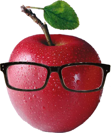 عکس سیب قرمز با عینک ایده جالب برای پوستر اپتومتری