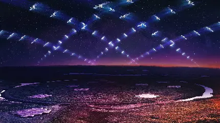 تصویر استوک ماهواره های استارلینک Starlink در فضا