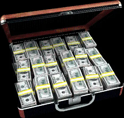 دانلود بهترین پی ان جی PNG چمدان پر از پول با کیفیت 4K