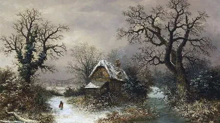 عکس زمینه دیدنی و چشم نواز نقاشی کشیده شده از زمستان 