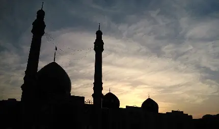 عکس سایه مسجد زیر آسمان غروب مناسب پروفایل اسلامی و مذهبی تلگرام