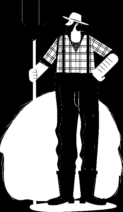 عکس png سیاه سفید کشاورز قد بلند با کیفیت فول اچ دی 