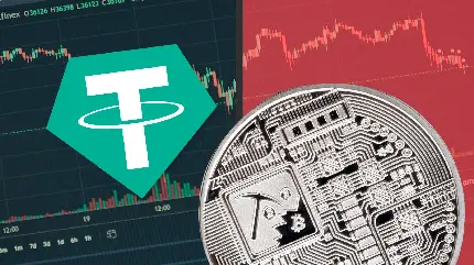 تصویر زمینه آرم ارز دیجیتال تتر Tether 