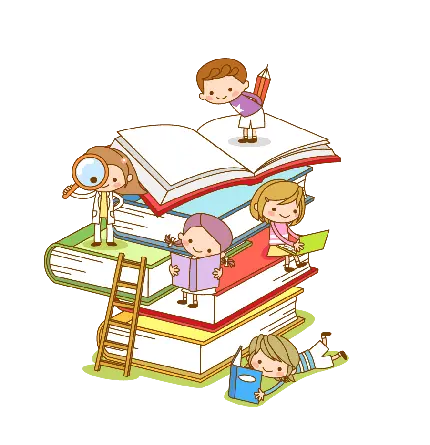 png عکس فانتزی و کارتونی بچه های مدرسه در حال کتاب خواندن