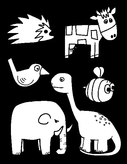 نقاشی ساده انواع حیوانات برای رنگ آمیزی کودکان