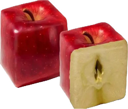 تصویر عجیب سیب قرمز مربعی با فرمت PNG پی ان جی 