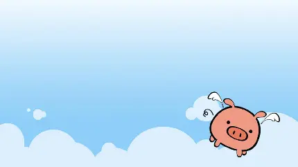 زمینه آسمان آبی کارتونی و خوک پرنده در گوشه تصویر