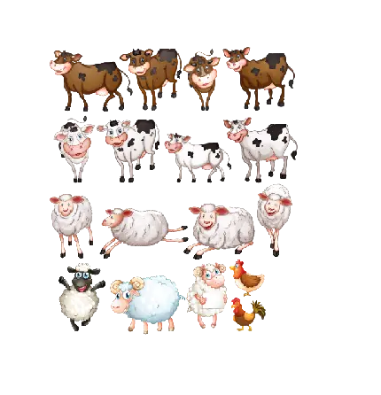 عکس png کارتونی گوسفند و برخی دیگر از حیوانات اهلی