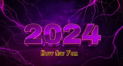 چاپ پوستر دانلود رایگان عکس گرافیکی نورپردازی شده صورتی عدد 2024 برای کریسمس