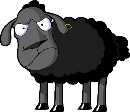 عکس نقاشی گوسفند کارتونی سیاه عصبانی 