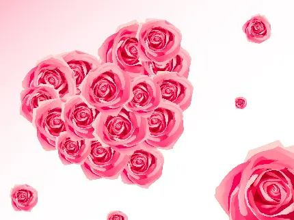 دانلود عکس استوک ولنتاین گل های رز صورتی طرح قلب 