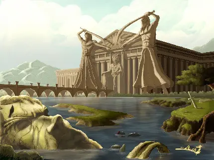 تصویر زمینه فانتزی شهر یونان باستان با کیفیت خوب برا دسکتاپ