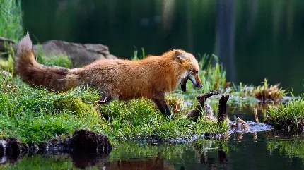 تصویر شکار لحظه ها از دو روباه سرخ در طبیعت آزاد 1403