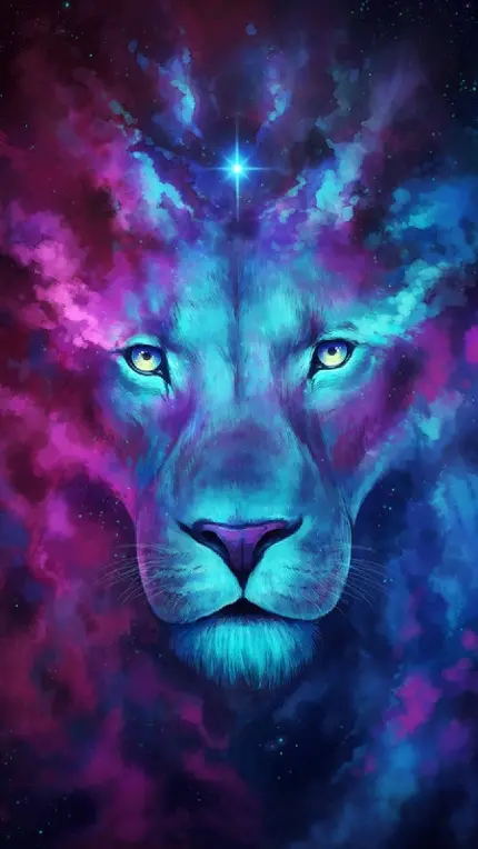 تصویر زمینه جذاب و با کیفیت شیر سلطان جنگل lion با تم آبی