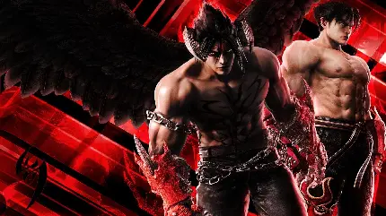 عکس پس زمینه از جین کازاما Jin Kazama با پشت زمینه مشکی قرمز