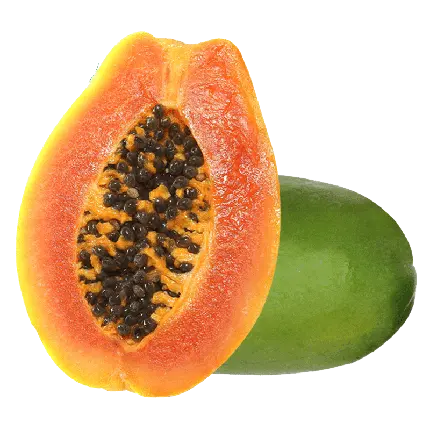 عکس png پاپایا یک میوه استوایی با طعم شیرین و رنگ نارنجی