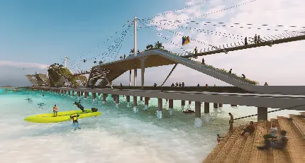 دانلود عکس بازسازی پل روی آبی جزیره مشهور کیش 