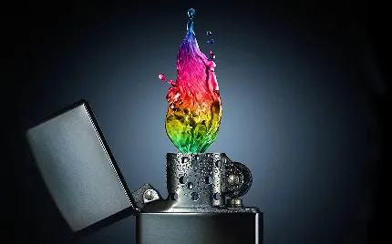 عکاسی باحال شعله رنگارنگ فندک با طرح خاص و جالب