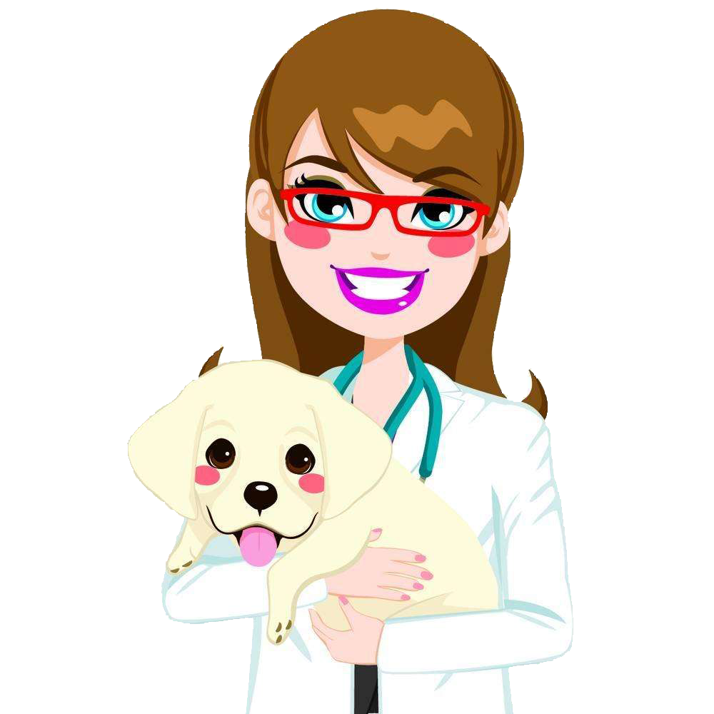 وکتور دامپزشک خانم همراه با سگ کارتونی خوشگل و زیبا