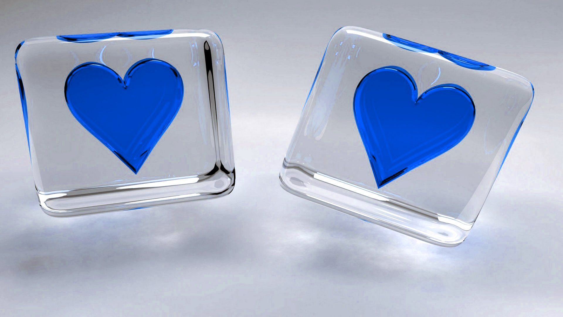 پس زمینه عالی و متفاوت قلب های شیشه ای آبی رنگ رمانتیک