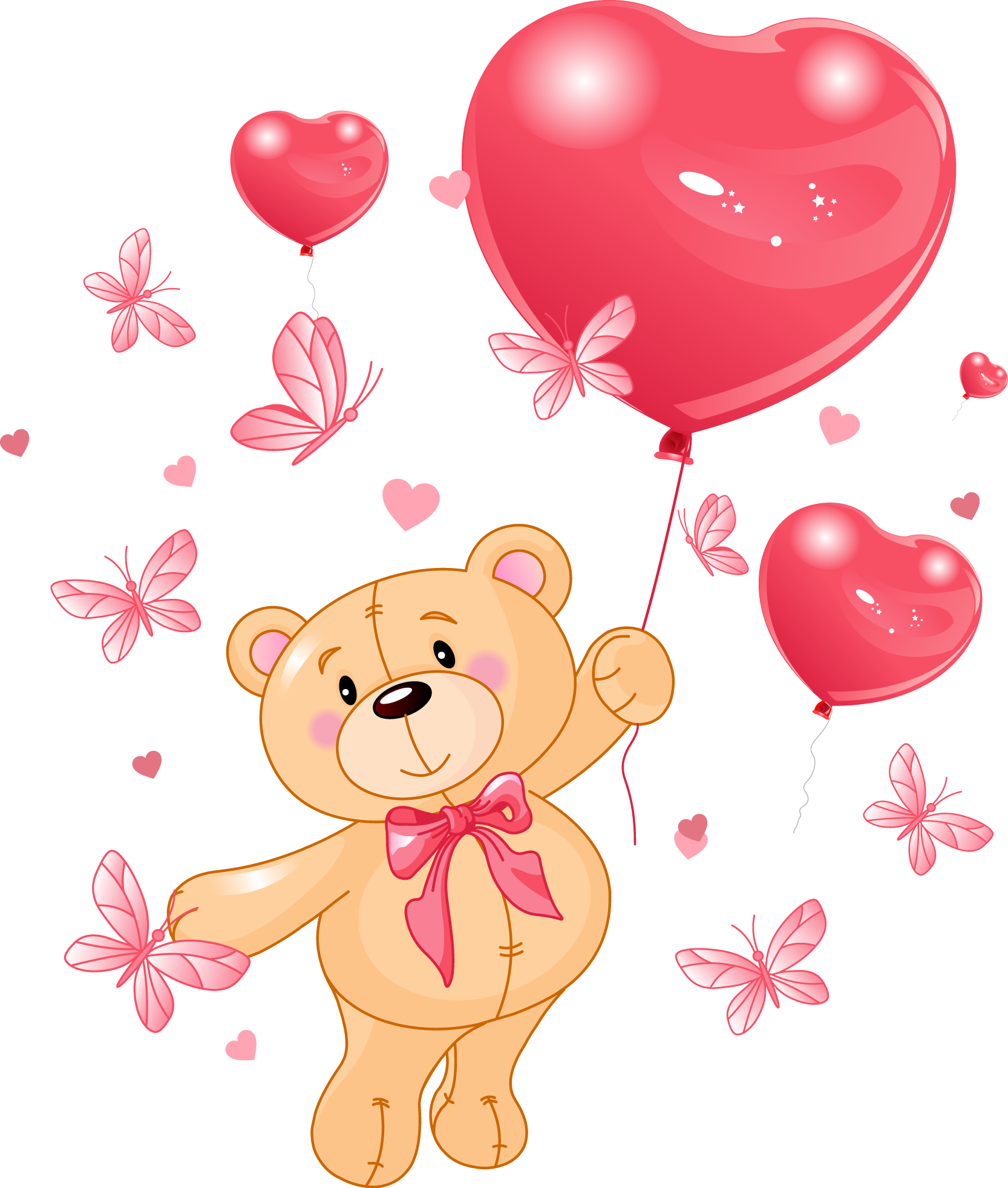 عکس کارتونی زیبای تولد خرس ناز پشمالو با بادکنک های قلبی