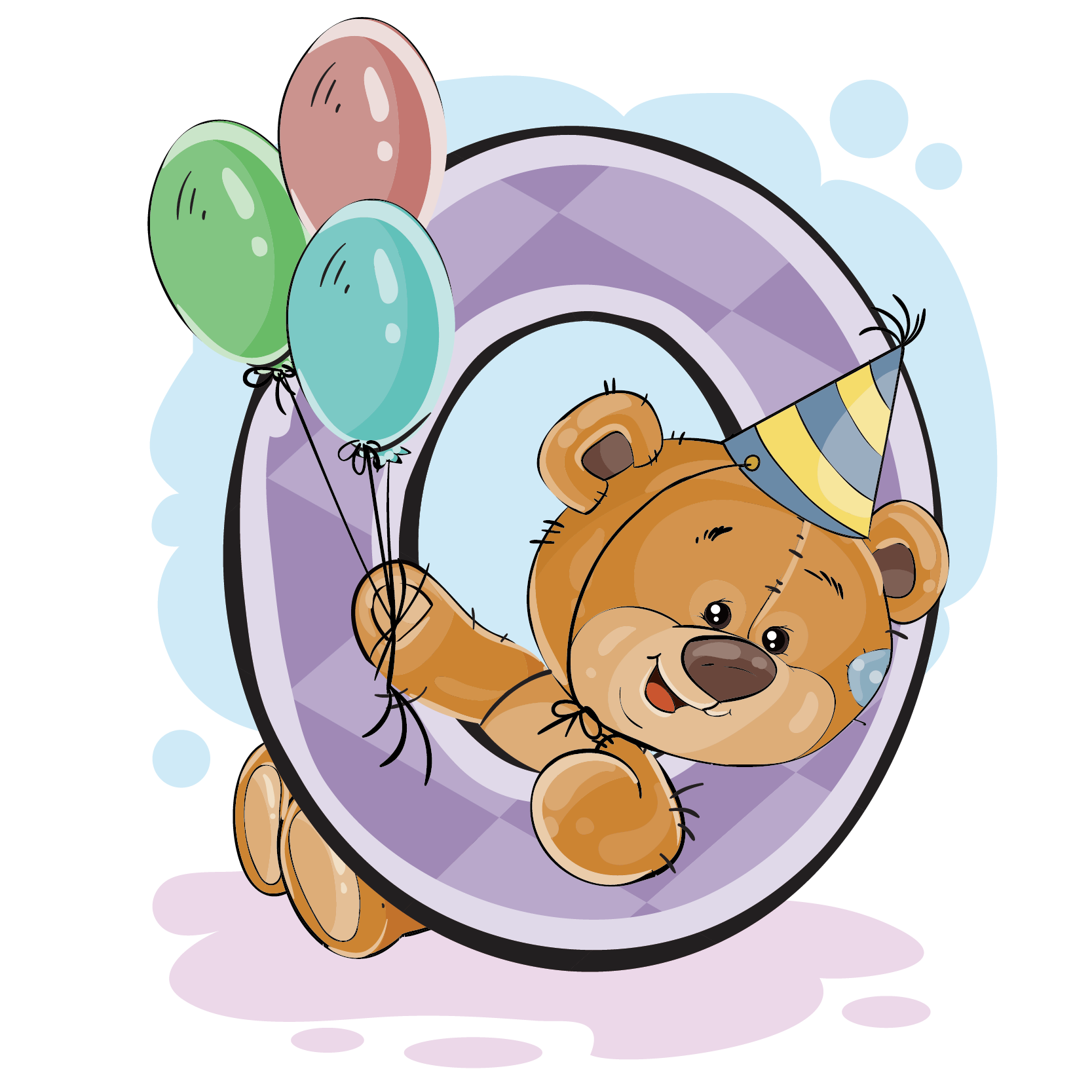 نازترین تصویر دور بری شده تولد خرس کارتونی برای طراحی لوگو
