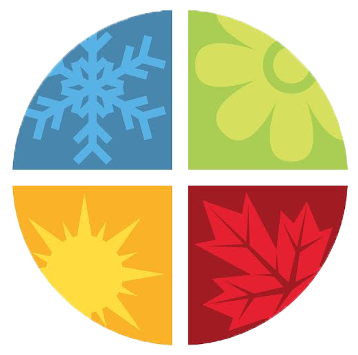 تصویر نماد های چهار فصل در یک قاب رنگارنگ