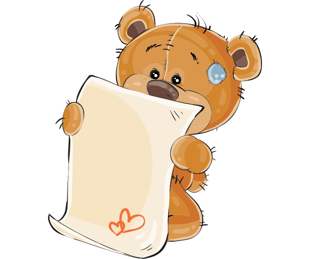  PNG خرس عروسکی و کاغذ تو خالی در دستش برای نوشتن متن