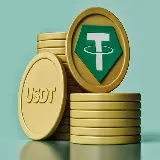 چاپ قاب موبایل و گوشی عکس گرافیکی کامپیوتری سکه با طرح لوگو تتر با کیفیت بالا و زمینه ساده تک رنگ 