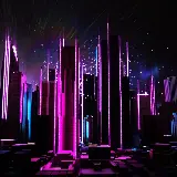 چاپ قاب موبایل و گوشی منظره شهر در شب به سبک هنر پاپ نئونی