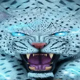 چاپ قاب موبایل و گوشی والپیپر جالب و فانتزی پلنگ نئونی با چشمان آبی درخشان 