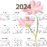 چاپ قاب موبایل و گوشی بک گراند تقویم 2024 با پشت زمینه گل های صورتی