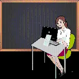 چاپ قاب موبایل و گوشی دانلود عکس پی ان جی معلم خانم رو به روی لپتاپ کنار تخته سیاه 
