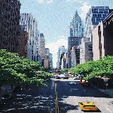 چاپ قاب موبایل و گوشی بک گراند آسمان خراش های مدرن در اطراف خیابان باریک