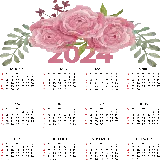 چاپ قاب موبایل و گوشی والپیپر‌ خوشگل از تقویم‌ میلادی 2024 با طراحی گل های صورتی بالای صفحه
