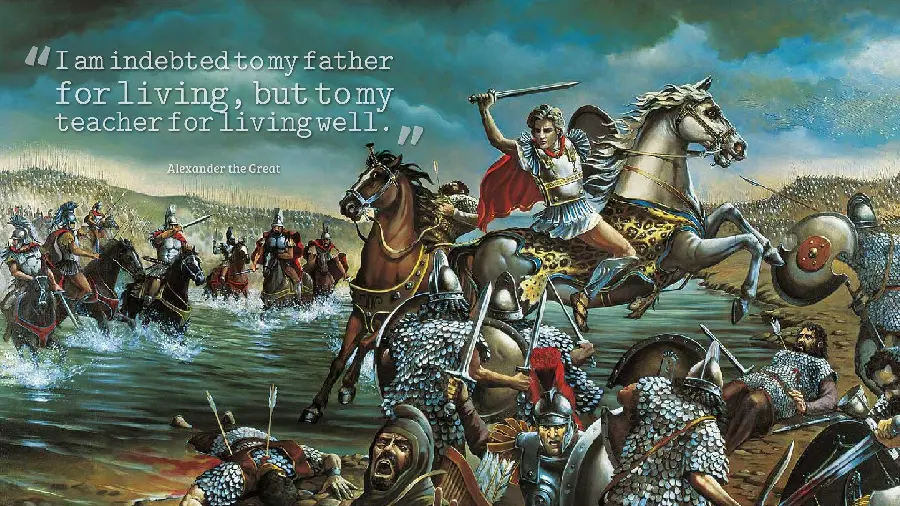 صحنه نقاشی شده مبارزه اسکندر کبیر با سخن  حکایت‌