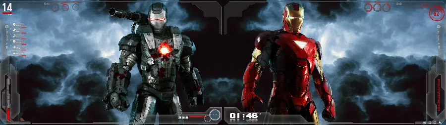 بکگراند نمایشگر دوگانه از مرد آهنی در Avengers