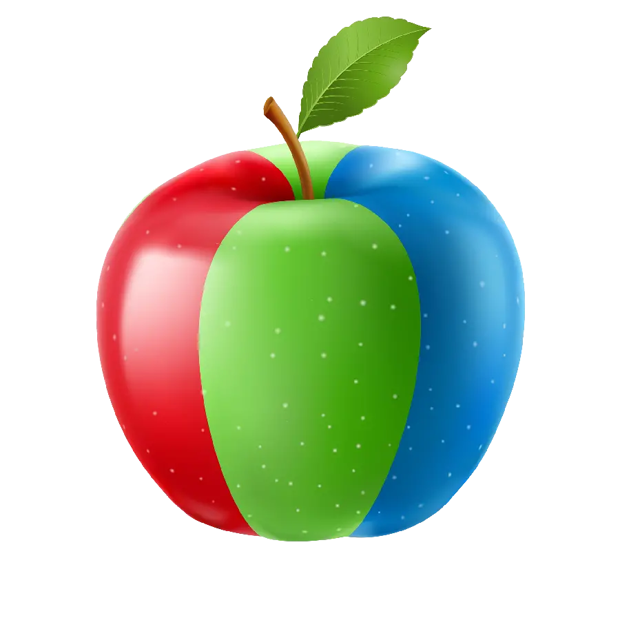 دانلود عکس با کیفیت رنگارنگ آبی قرمز سبز PNG تک سیب