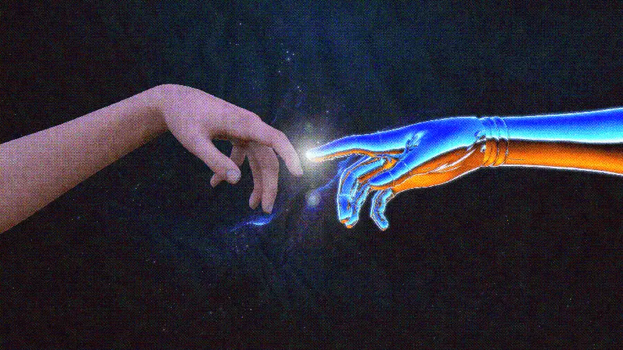 تابلوی مدرن و الهام گرفته از نقاشی دست های میکل آنژ