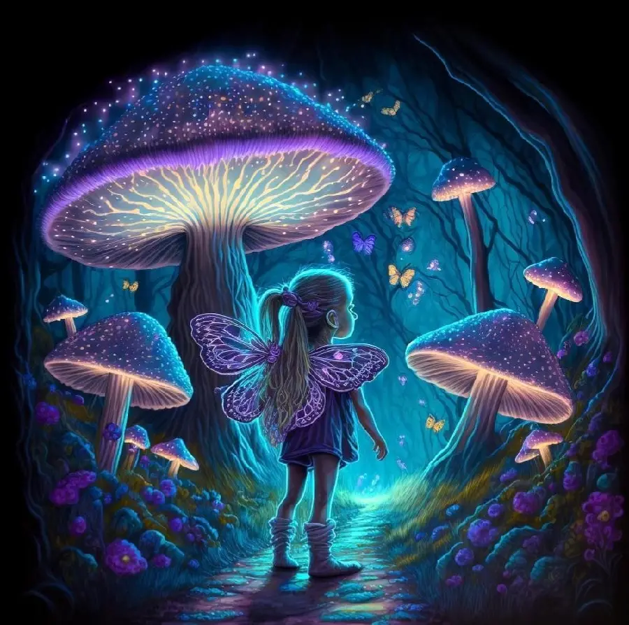 عکس پروفایل دختر کیوت در کنار قارچ های کارتونی