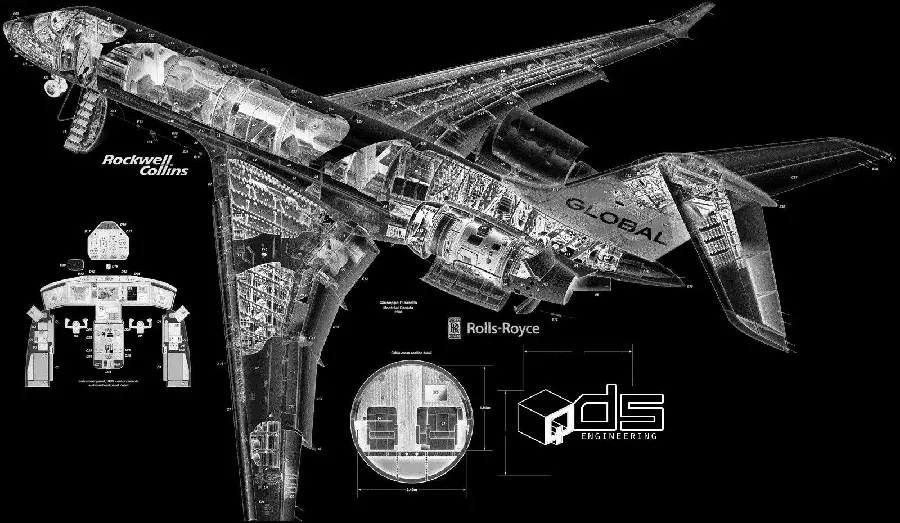 عکس نقشه هواپیمای جت خصوصی برای تصویر زمینه هوا فضا بک گراند مشکی