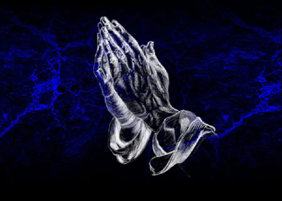 دانلود تصویر سفید و آبی دست های دعا کننده
