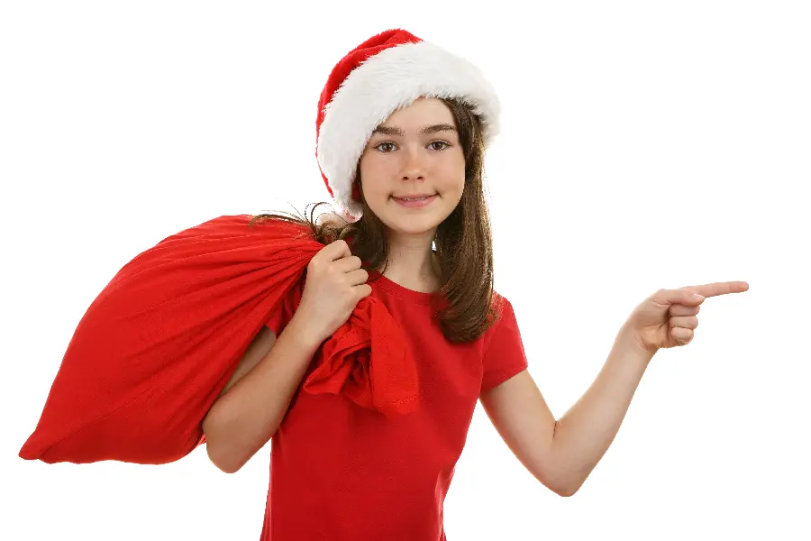 دختر زیبا و نوجوان در لباس بابانوئل